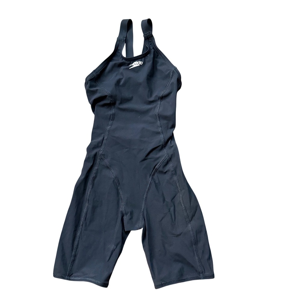 Speedo PowerPLUS Kneeskin Swimsuit Womens 6/22 Black Excellent Racing Tech Suit